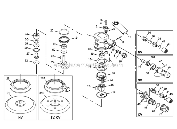 Chicago Pneumatic CP7255CVE Air Sander Power Tool Section 1 Diagram